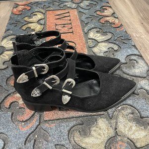 ASOS Design Mae western buckle silver-toed shoes